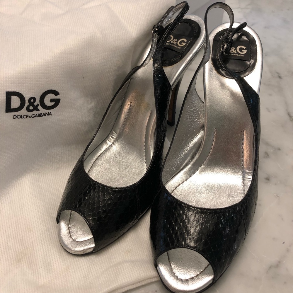 Dolce & Gabbana Black Snakeskin Size 39.5